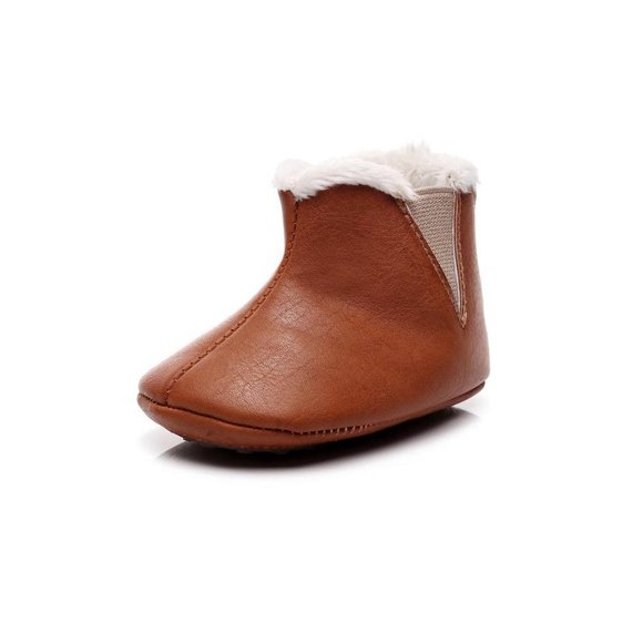 BROWN/COGNAC BABY TODDLER GIRL LEATHER BOOTS - Picture 2 of 2